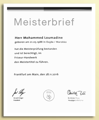 Meisterbrief Mohammed Loumadine